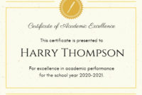 Online Academic Excellence Certificate Template | Fotor intended for Academic Excellence Certificate