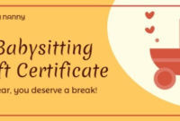 Online Babysitting Gift Certificate Template | Fotor Design for Babysitting Gift Certificate Template
