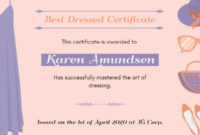 Online Best Dressed Certificate Certificate Template | Fotor regarding Fresh Best Dressed Certificate