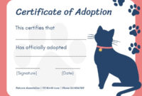 Online Certificate Of Adoption Certificate Template | Fotor inside Quality Cat Adoption Certificate Template