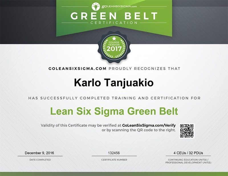 Online Green Belt Training &amp;amp; Certification - Goleansixsigma regarding Green Belt Certificate Template