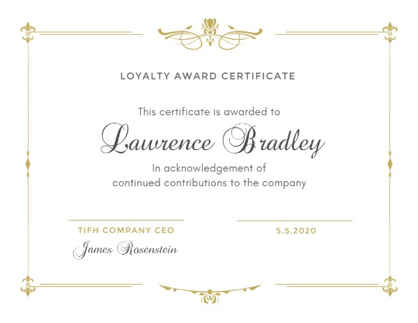 Online Loyalty Award Certificate Template | Fotor Design Maker with regard to Award Certificate Design Template