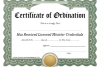 Ordination Certificate Templates (1) – Templates Example intended for Certificate Of Ordination Template