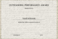 Outstanding Performance Award | Mydraw regarding Fresh Outstanding Performance Certificate Template
