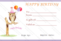 Owl Birthday Gift Certificate Template – Gift Certificates for Quality Birthday Gift Certificate