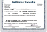 Ownership Certificate Template (6) – Templates Example in Best Ownership Certificate Template
