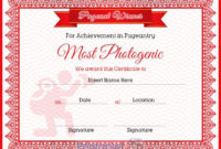 Pageant Most Photogenic Achievement Certificate Sample In pertaining to Unique Pageant Certificate Template