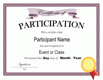 Participation Certificate Templates Free Download (1 intended for New Certificate Of Participation Template Word