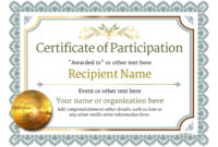 Participation Certificate Templates – Free, Printable, Add for New Certificate Of Participation Template Word