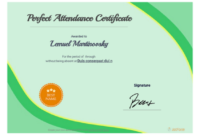Perfect Attendance Award Certificate Template – Pdf intended for Perfect Attendance Certificate Template Editable
