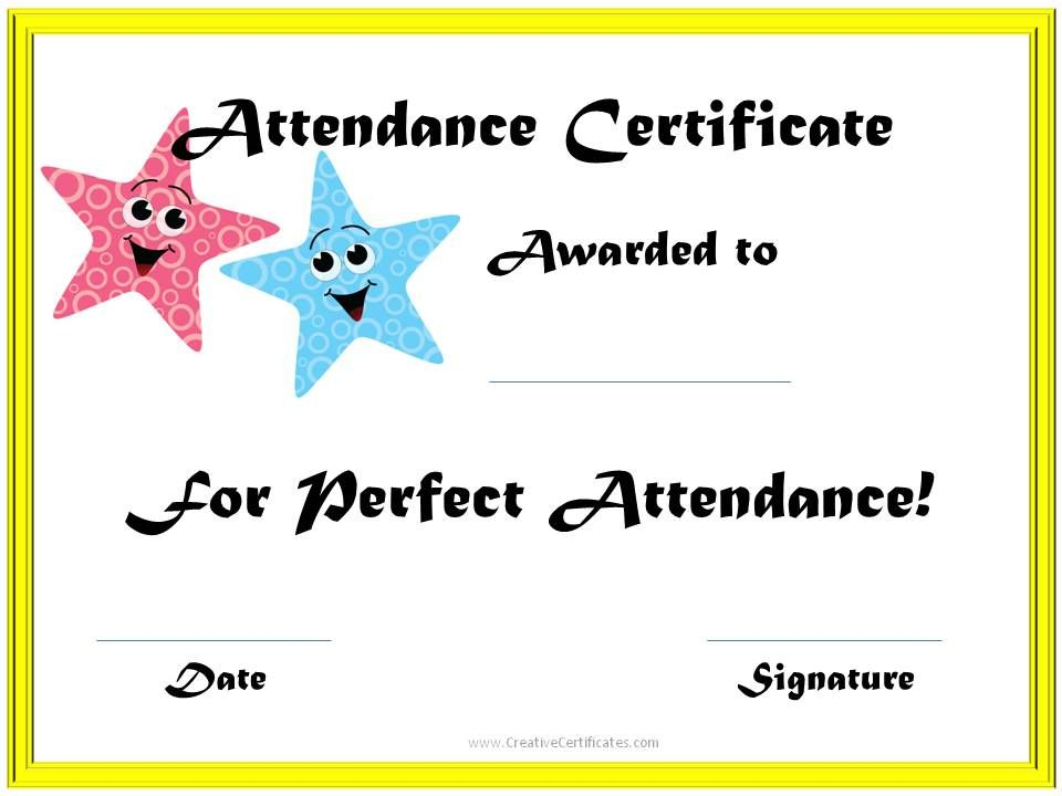 Perfect Attendance Award Certificates | Perfect Attendance within Printable Perfect Attendance Certificate Template