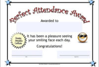 Perfect Attendance Certificate | Attendance Certificate intended for Unique Perfect Attendance Certificate Free Template