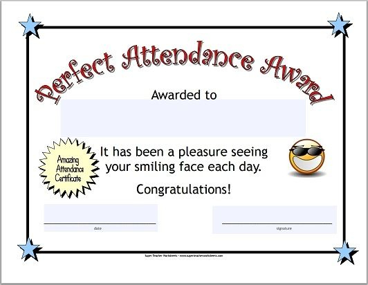 Perfect Attendance Certificate | Attendance Certificate within Fresh Printable Perfect Attendance Certificate Template