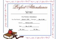 Perfect Attendance Certificate Printable Certificate regarding Unique Perfect Attendance Certificate Free Template