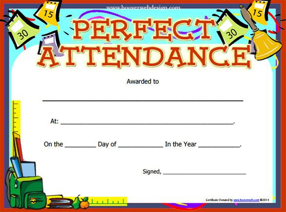 Perfect Attendance Certificate Template | Free Printable for Fresh Printable Perfect Attendance Certificate Template
