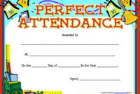 Perfect Attendance Certificate Template | Free Printable inside Perfect Attendance Certificate Template