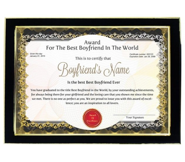 Personalized Award Certificate For Worlds Best Boyfriend with New Best Boyfriend Certificate Template