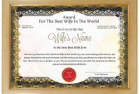 Personalized Award Certificate For Worlds Best Wife With Frame with Best Wife Certificate Template