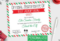 Personalized Elf Adoption Certificate Printable, Official with Elf Adoption Certificate Free Printable