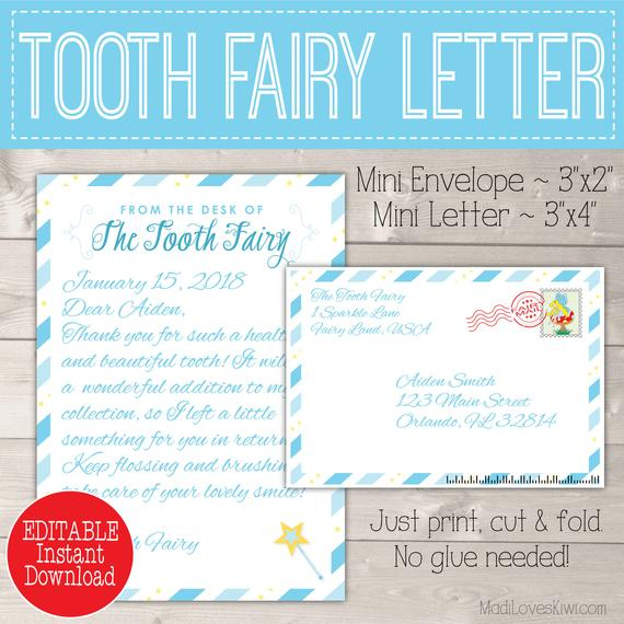 Personalized Tooth Fairy Letter Kit Boy, Printable Download First Lost  Tooth Note Set Envelope Template Pdf Digital Gift Idea No Teeth Cards inside Tooth Fairy Certificate Template Free