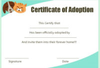 Pet Adoption Certificate Template: 10 Creative And Fun for Quality Cat Adoption Certificate Template
