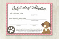 Pet Adoption Certificate Template, Fake Adoption Papers For in New Stuffed Animal Adoption Certificate Template Free