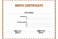 Pet Birth Certificate Template Ms Word Templates Within pertaining to Official Birth Certificate Template