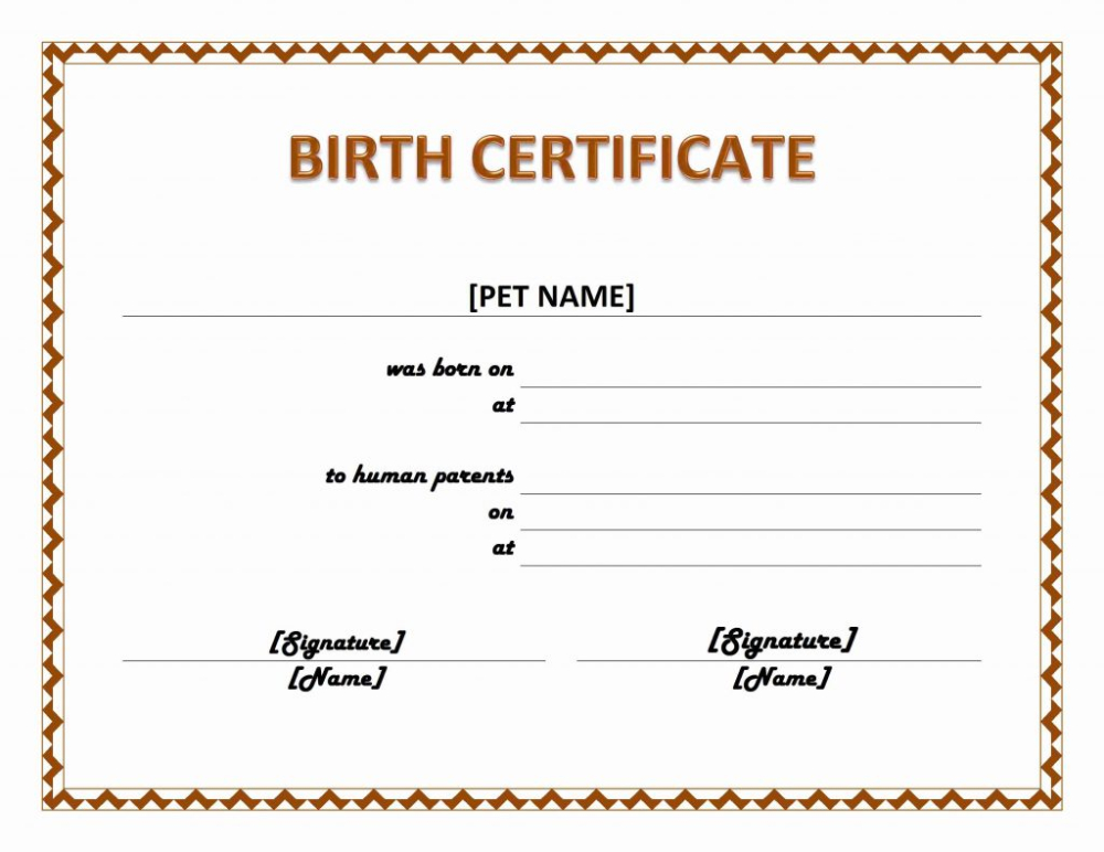 Pet Birth Certificate Template Ms Word Templates Within with regard to Fillable Birth Certificate Template