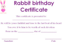 Pet Rabbit Birth Certificate Template – Template Sumo throughout Pet Birth Certificate Template