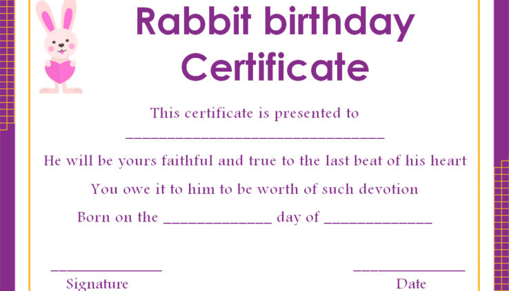 Pet Rabbit Birth Certificate Template - Template Sumo throughout Pet Birth Certificate Template