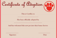 Pet Rock Adoption Certificate Template | Pet Adoption inside Cat Adoption Certificate Template 9 Designs