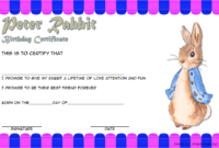 Peter Rabbit Birth Certificate Free Printable 3 | Birth with Fresh Rabbit Birth Certificate Template Free 2019 Designs