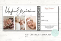 Photographer Gift Certificate Template. Gift Card. Gift Certificate.  Newborn Photography. Printable Template. Photoshop Template. Printable. with regard to Fresh Photography Gift Certificate