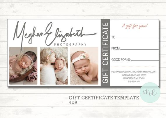 Photographer Gift Certificate Template. Gift Card. Gift Certificate.  Newborn Photography. Printable Template. Photoshop Template. Printable. with regard to Fresh Photography Gift Certificate