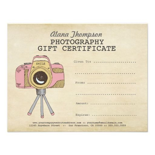 Photographer Photography Gift Certificate Template | Zazzle in Photography Session Gift Certificate