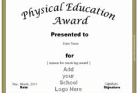 Physical Education Awards And Certificates – Free intended for Best Pe Certificate Templates