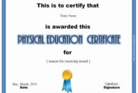 Physical Education Awards And Certificates – Free pertaining to Physical Education Certificate 8 Template Designs