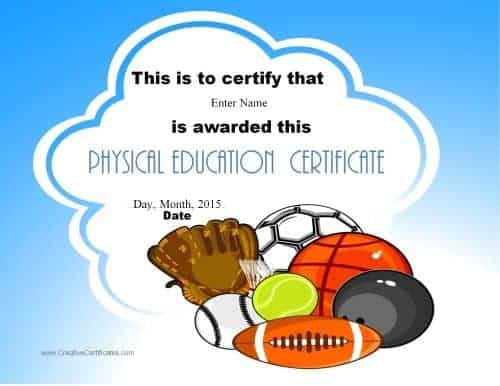 Physical Education Awards And Certificates - Free regarding Physical Education Certificate Template Editable