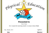 Physical Education Awards And Certificates - Free throughout Pe Certificate Templates
