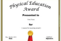 Physical Education Awards And Certificates – Free with regard to Physical Education Certificate Template Editable