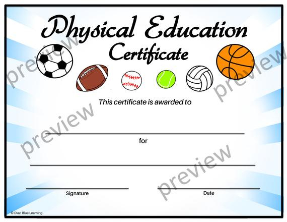 Physical Education Certificate, Pe Certificate, Editable Pe Certificate,  End Of Year Certificates, Template, Certificates intended for Unique Physical Education Certificate Template Editable