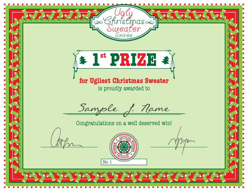 Pin On Bday Calendar regarding Unique Free Ugly Christmas Sweater Certificate Template