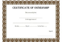 Pin On Certificate Of Ownership Free Ideas with regard to Ownership Certificate Template