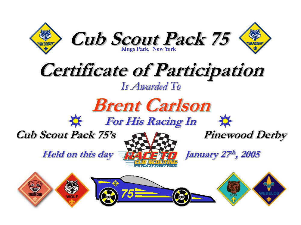 Pin On Certificate Template in Pinewood Derby Certificate Template
