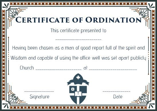 Pin On Free Download inside Free Ordination Certificate Template