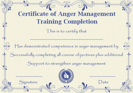 Pin On Libros intended for New Anger Management Certificate Template Free