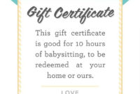 Pin On Nanny for New Babysitting Gift Certificate Template