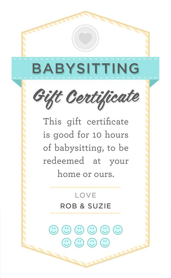 Pin On Nanny for New Babysitting Gift Certificate Template