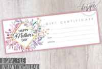 Pin On Printable Gift Certificate for Mothers Day Gift Certificate Template