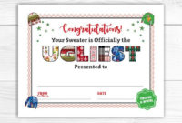 Pin On Ugly Sweater Party in Free Ugly Christmas Sweater Certificate Template